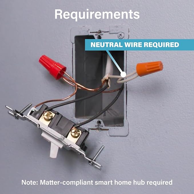 Legrand Wi-Fi Matter Smart Switch, Effortless Setup, Enhanced Compatibility with Apple HomeKit, Google Home, Alexa & SmartThings, Easy Wi-Fi Connectivity with Matter, Pack of 1