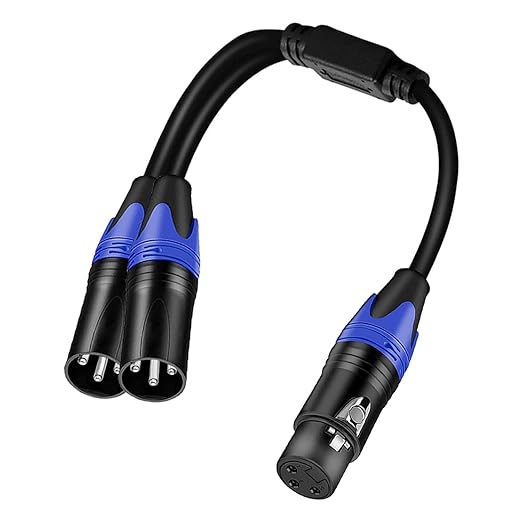 Seefeful XLR Splitter Cable, 1 Female to 2 Male Patch Y Cable, Balanced Microphone Splitter Cord Audio Adaptor (11.8 Inches)