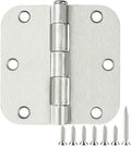 100 Pack Interior Door Hinges Brushed Nickel 3.5 inch x 3 1/2" 5/8" Round Residential Bi-fold Bedroom Standard Hinge for Wood Single/Double Bedroom Doors Silver House Hardware Kit Controls 3 ½"