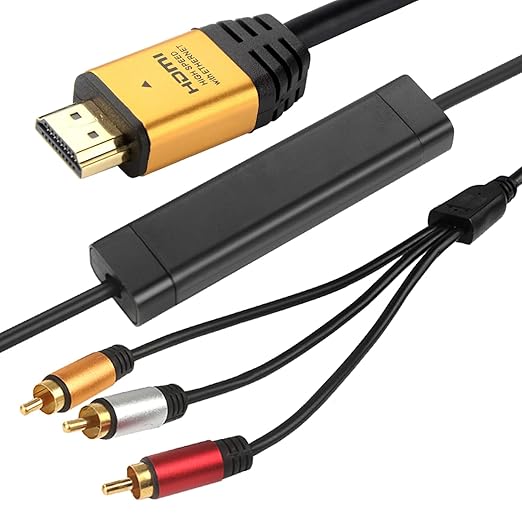 HDMI to RCA 10FT Cable with IC, HDMI Male to 3-RCA GD AV Cable Video Audio Component Converter Adapter 1080P Cable for TV HDTV DVD