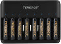 Tenergy TN477U 8-Bay Fast Charger with 8 Pack AA Premium Pro Rechargeable Batteries