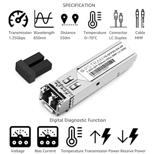 OPSTRAN 1000BASE-SX SFP Optical Transceiver Module Compatible with HPE Aruba J4858D J4858DCM JL745A Q8N53A ProCurve J4858C J4858B J4858A 850nm 550m DDM Duplex LC MMF 10pcs/Pack
