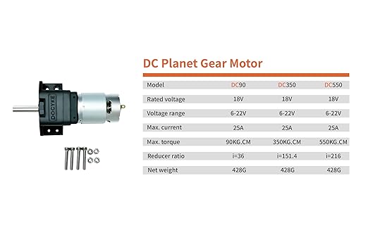 6-24v 200W DC Planet Gear Motor 90kg.cm High Torque Mini Metal Geared Motor for DIY Robot Rotating Table Door Lock Curtain Machine