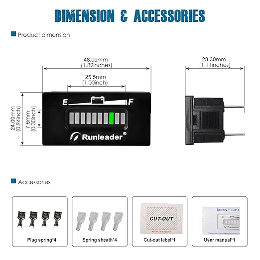 Runleader RL-BI028 DC 12V to 24V LED Battery Indicator, Applicable to Lead Acid Battery.
