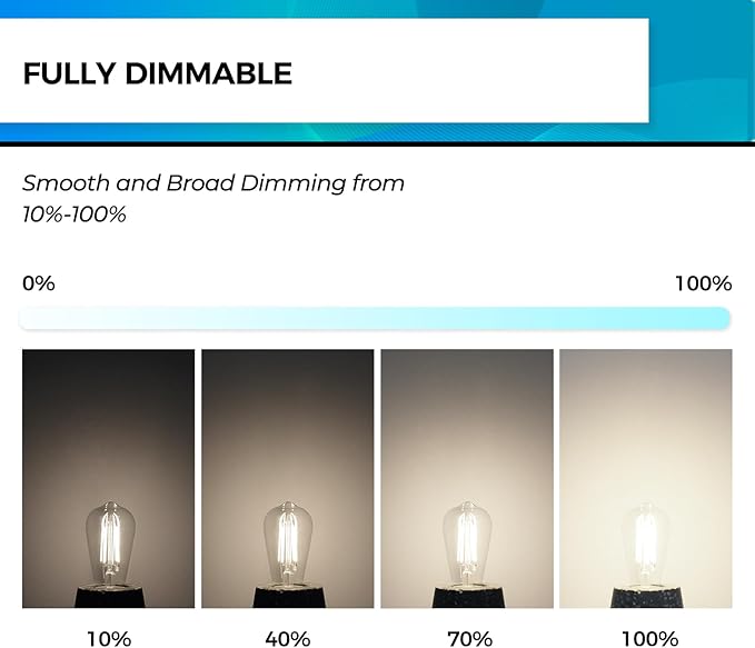 Hizashi Edison Bulbs Dimmable, Vintage E26 LED Bulb 60 Watt Equivalent UL Listed, 4000K Cool White 700lm 6W 95+CRI ST58/ST19 Antique Light Bulbs with E26 Medium Base, Clear Glass, Pack of 4