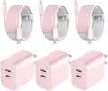 Fast Charger Block, 20W Dual Port USB C Fast Charger Block with 6FT Long USB C to C Charging Cable Cord for Phone 17 16 15 Pro Max/17 16 15 Pro/17 16 15/16 15 Plus-Pink