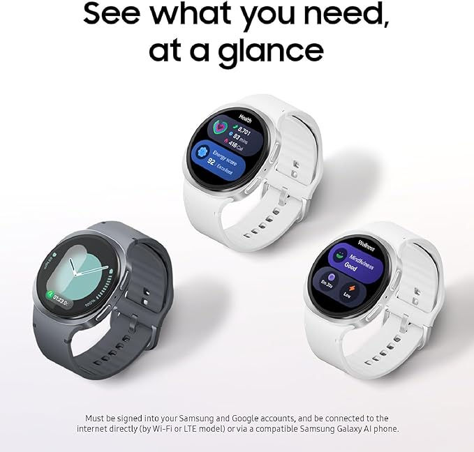 Samsung Galaxy Watch 8 (2025) 40mm LTE Smartwatch, Cushion Design, Fitness Tracker, Sleep Coaching, Running Coach, Energy Score, Heart Rate Tracking, Silver [US Version, 2 Yr Warranty]