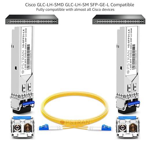 OPSTRAN 1000BASE-LX/LH SFP Optical Transceiver Module Compatible with Cisco GLC-LH-SMD GLC-LH-SM SFP-GE-L 1G SFP 1310nm 20km DDM Duplex LC SMF 10 Pack