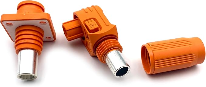 1 Set Battery Energy Storage Connector, 250A High Current Connectors Quick Plug Terminal Orange Right Angle Plug and Socket IP67 Waterproof Power Adapter Crimping 70mm² Wiring (1500V)