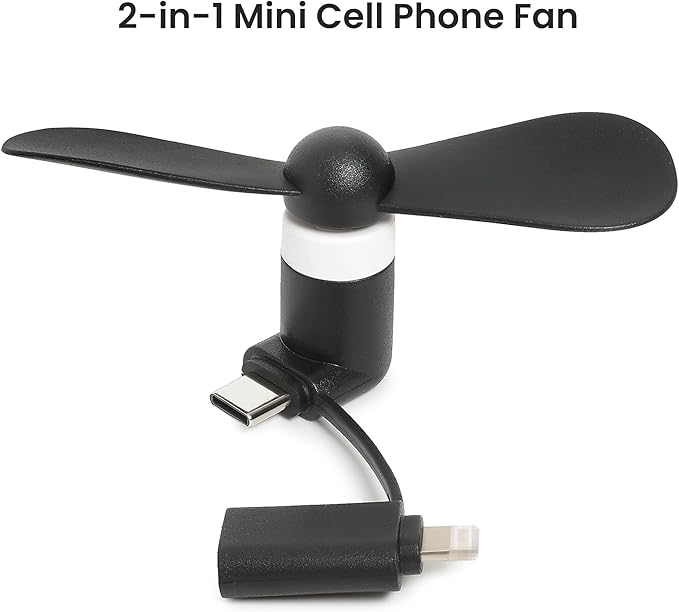 Aeergured Mini Cell Phone Fan 12 Pack, 2-in-1 Fan Compatible for iPhone, iPad, Android Smartphone,Tablet Fit for Type C/Lightning Port Colorful and Powerful Cell Phone Summer Accessories