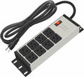CCCEI Magnetic Heavy Duty Power Strip Surge Protector 20Amp, 12 Gauge High Amp Extension Outlets, Garage Wall Mount 8 Plug Metal Power Strip. 10FT, Grey, 5-15P Adapter 6-20R T-Slot 20a for Appliance