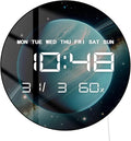 Timethink 12'' Planet Uranus Digital Wall Clock Large Display, Space Solar System Smart Wall Clock Electric Clock with Temperature, Date, 12/24hrs, Automatic Dimming, Plug in LED for Living Room