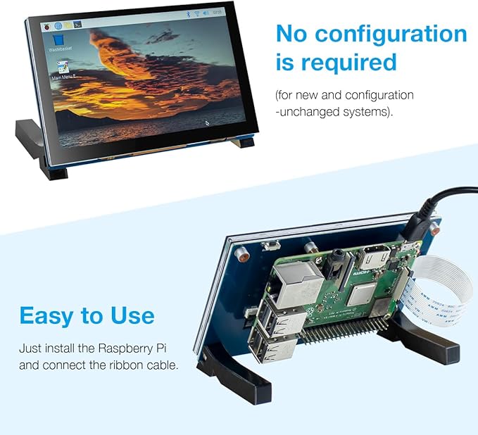 Hosyond 5 Inch Touchscreen IPS MIPI DSI Display Compatible with Raspberry Pi 5/4/3, 800x480 Pixel Capacitive Screen Driver-Free Interface