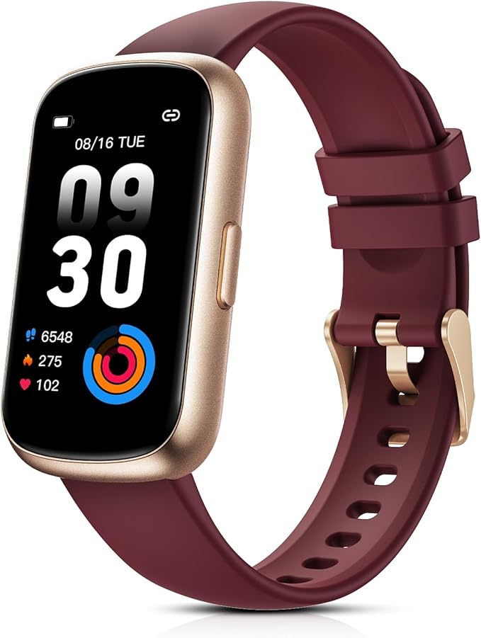 TIFOZEN Fitness Tracker for Women Men, Smart Watch Band with 24/7 Heart Rate Blood Oxygen Sleep Monitor, Calories Step Tracker Pedometer 3ATM Waterproof Activity Tracker for Android iOS, Wine Red