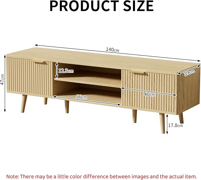 YLGJ&TIDY Modern Wood TV Stand Up to 60'',Universal Entertainment Center with 3-Tier Shelves,TV Console with Cabinets Storage,Wood Frame Television Stand (Oak)