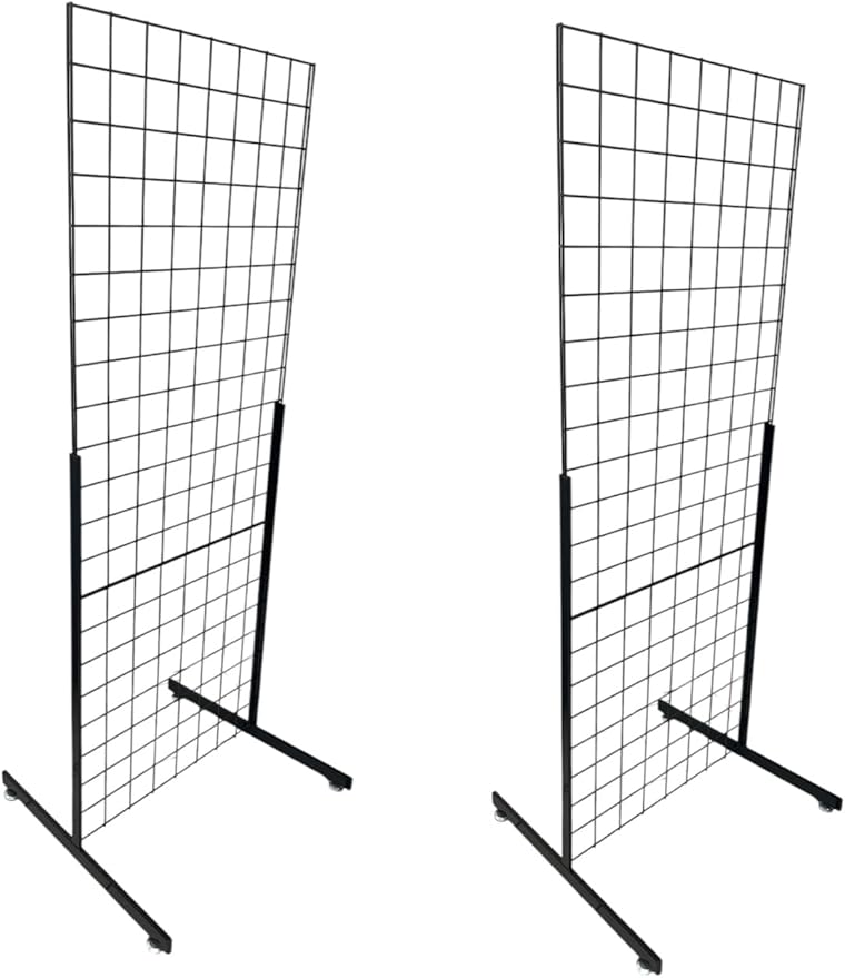 Only Hangers Heavy Duty 2' x 5.5' Gridwall Art Display Panel with EZ Slide-On Grid Legs - No Hardware or Tools Required - No Screws, Nuts, or Washers. (Set of 2)