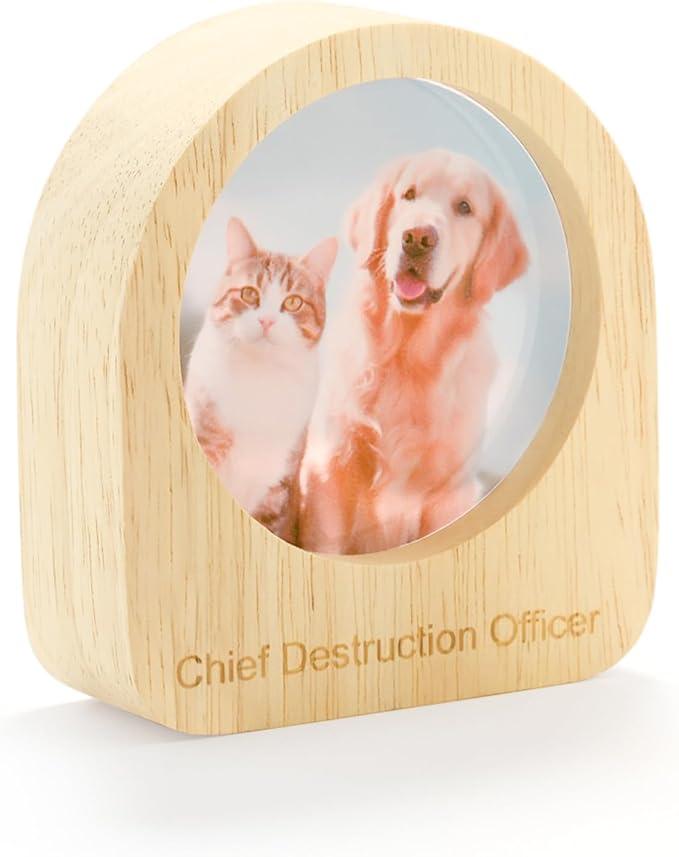 Yijhpbc Custom 3D Crystal Photo Night Light Personalized Photo Crystal Ball Engraved Picture Lamp with Wood Base Memorial Gift for Pets Family Couple Birthday Valentine's Day (Style 1)