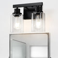 DIKAIDA Bathroom Vanity Light, 2-Light Modern Matte Wall Sconce Lighting with Clear Glass Shade, Wall Lights,Bath Vintage Wall Mounted Lamps for Mirror Bedroom Living Room