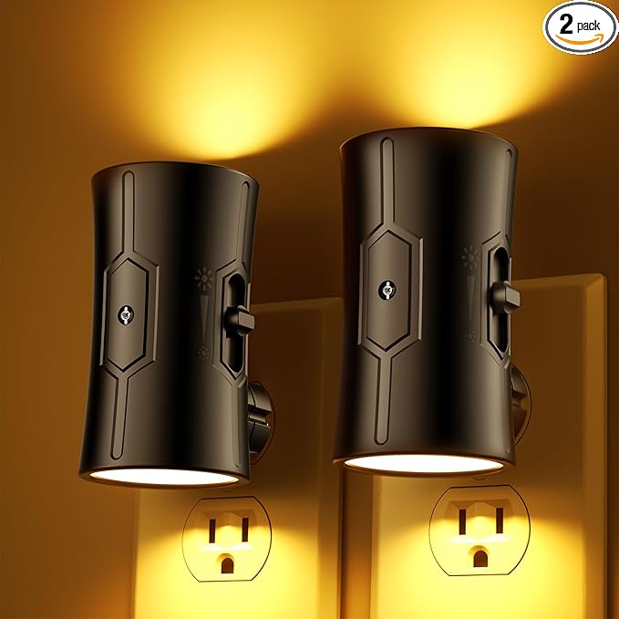 Sujeet LED Night Lights Plug into Wall, Bright Night Light, Dusk to Dawn Sensor, Amber Night Light, 0-100LM Adjustable Brightness, Dimmable Nightlights for Hallway, Bathroom Bedroom Kitchen, 2 Pack