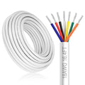 18 Gauge 7 Conductor Electrical Wire, 16.4FT White Stranded Low Voltage 18/7 PVC Case, 18 AWG Tinned Copper 7 Wire Extension Power for Strips LED Lamp Lighting