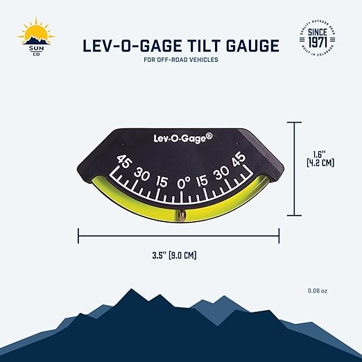 Sun Company 201-F Lev-o-gage Inclinometer | USA-Made Level Gauge for Off-Road Vehicle, Jeep, Truck, RV, Camper, Trailer, or Boat