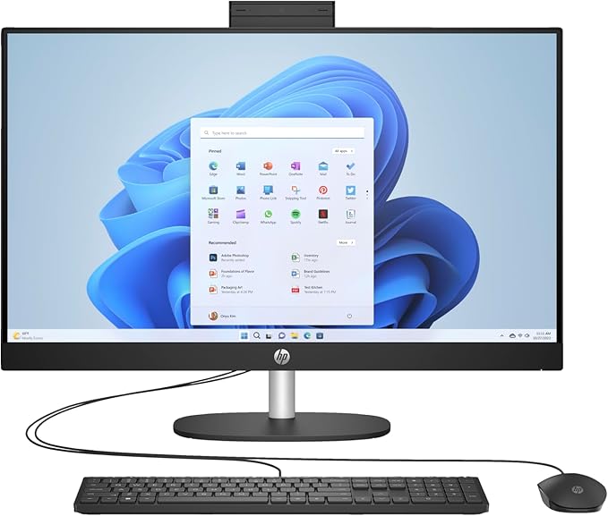 HP 27 FHD IPS AIO PC (Intel 12-Core Ultra 7 255U CPU, 64GB DDR5 RAM, 4TB Gen4 NVMe SSD, W11 Pro, HDMI, RJ45, WiFi 6 + BT 5.4, FHD Webcam, Wireless KB+Mouse) - All in One Touchscreen Business Desktop
