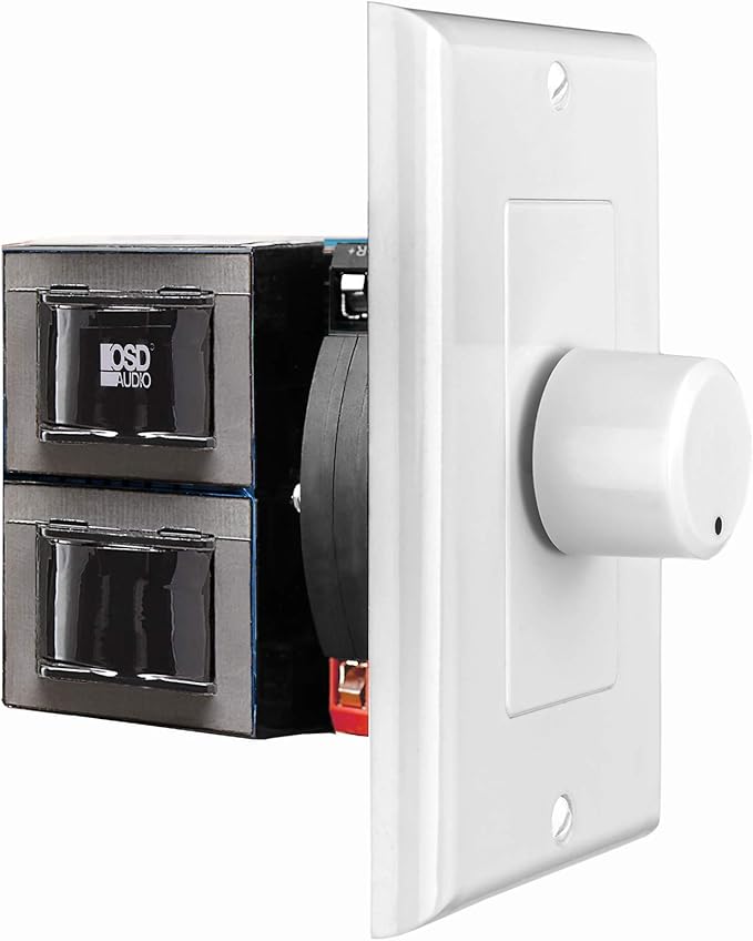 OSD Audio 100W in Wall Volume Control Impedance Matching for Home Speakers, Rotary Knob White SVC100