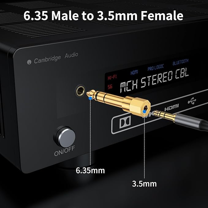 Mizi (4 Pack 6.35mm (1/4 inch) Male to 3.5mm (1/8 inch) Female Gold Plated Stereo Audio Jack Adapter for Aux Cable, Guitar Amplifier, Headphone - Golden