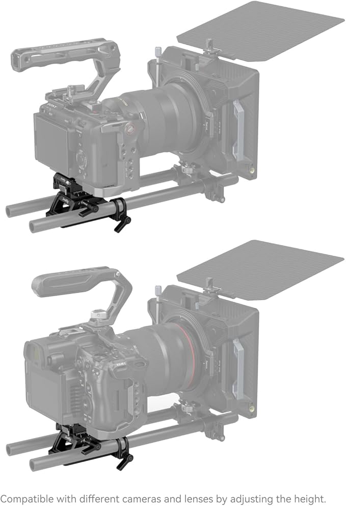 SmallRig Mount Plate for Arca-Swiss Quick Release Clamp and Bottom Plate for Manfrotto Type with Height-Adjustable 15mm Rod Clamp Mount - 4233