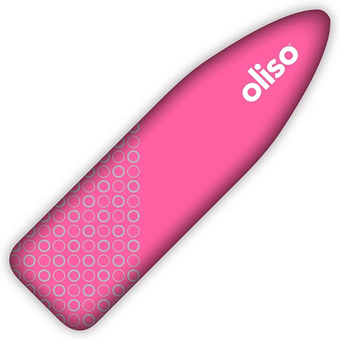 Oliso Ironing Board Cover, Durable 100% Cotton Lined with Professional Grade Felt pad - Fits Standard 54” x 15" Boards, a Wide Elastic Edge, Two Adjustable Straps for Secure Fit (Raspberry)