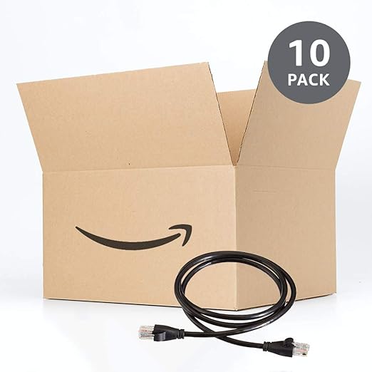 Amazon Basics RJ45 Cat 6 Ethernet Patch Cable, 1Gpbs Transfer Speed, Gold-Plated Connectors, 3 Foot - 10-Pack, Black, L6LLA010-CS-R