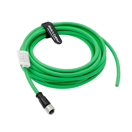 AConnect M12 A Code 8 Pin Female to Flying Leads Cable Industrial Aviation Sensor Waterproof Electrical Shielded Cable for Industrial Cameras Automation Device Network Fieldbus Module 5M