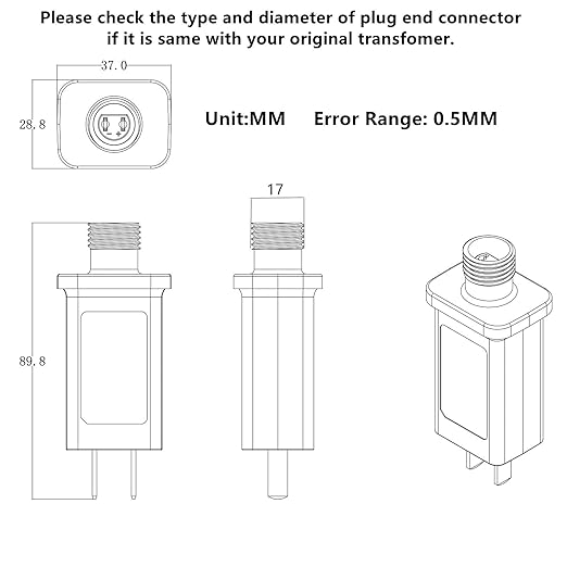 4.5V LED Controller LED Transformer Class 2 Power Supply, IP44 Waterproof Low Voltage Transformer US Plug for Christmas Light, String Light (4.5V 0.6A 2Packs)