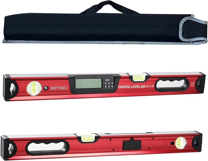 BETHEL 24 inch Digital Magnetic Level, LCD Smart Display Torpedo Level Tool Electronic Level Tool and Protractor - Master Precision - IP54 Dustproof and Waterproof with Carrying Bag