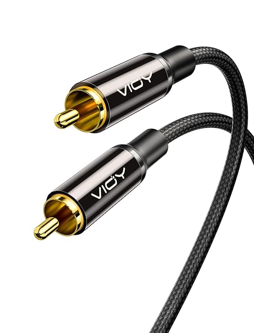 VIOY [2 Pack Coaxial Digital Audio Cable (3.3 FT/1 M), [Gold-Plated & Braided] Subwoofer Cable RCA Male to Male HiFi 5.1 SPDIF Stereo Audio Cable for Home Theater, HDTV, Amplifier Speaker