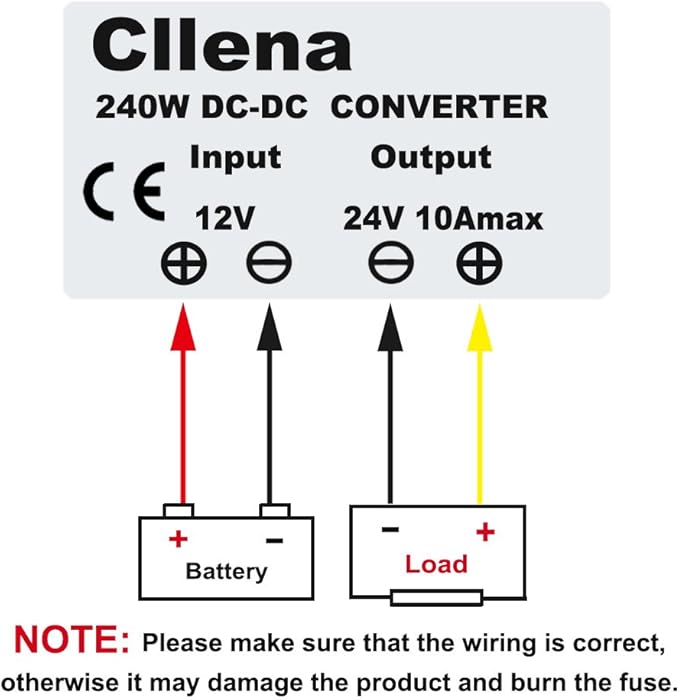 Cllena Waterproof DC/DC 12V Step Up to 24V 10A 240W Voltage Boost Converter Regulator Transformer Power Supply (Input 10V-16V)