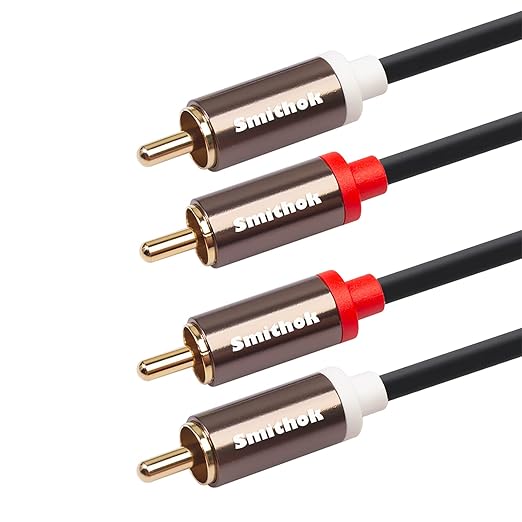 Smithok RCA Cables 2 Pack[Hi-Fi Sound, PVC Jacket, Shielded], 2-Male to 2-Male RCA Audio Stereo Subwoofer Cable Auxiliary Cord for Home Theater,Amplifiers,HDTV,Hi-Fi Systems,Speakers… (3.3Ft/1m)