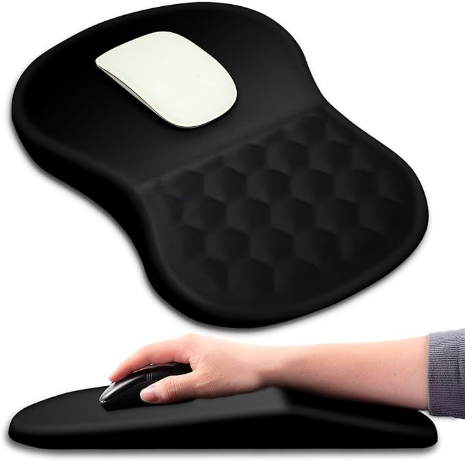 KUOSGM Mouse Pad Wrist Support, Ergonomic Mouse Pad with Massage Dot, Comfortable Computer Mouse Pad for Laptop, Wrist Rest Pain Relief Mousepad with Non-Slip PU Base for Office & Home, 12 x 8 in