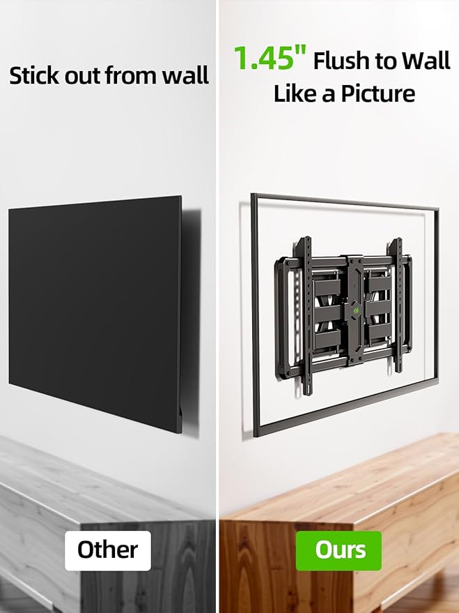 USX MOUNT Ultra Slim TV Wall Mount for Most 37-90 inch Television, Full Motion TV Mount Dual Swivel Articulating Tilt 6 Arms, Up to 120lbs, VESA 600x400mm, Max 16" Wood Studs, XML612-K