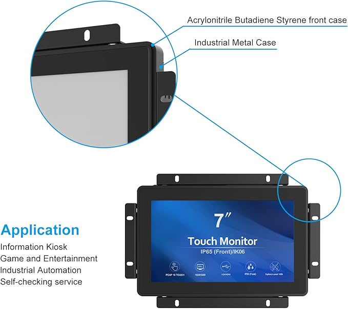 GreenTouch 7 Inch Open Frame 1024x600 HDMI PCAP Touch Monitors for Consumer, Retail POS, and Hospitality Markets