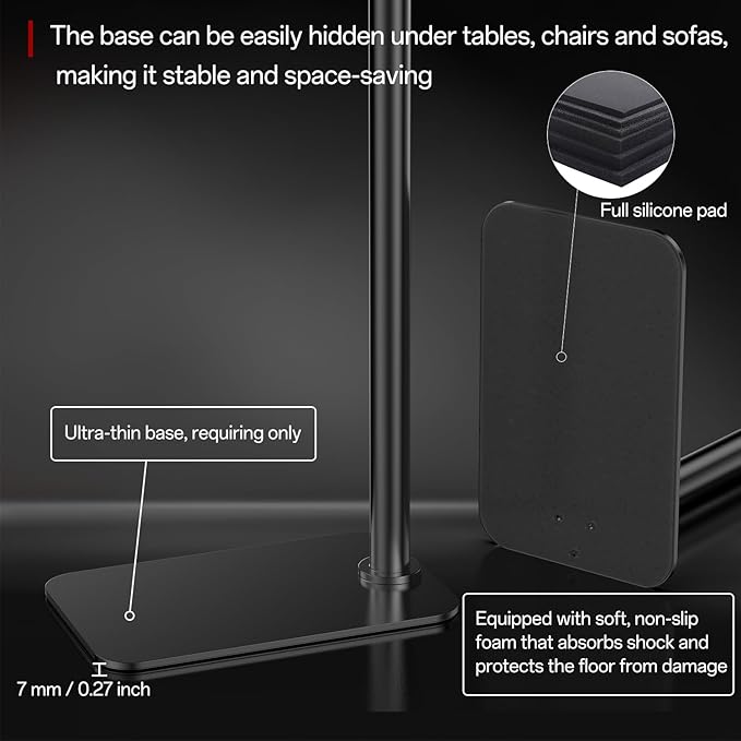Perfectisan Projector Floor Stand with Adjustable Height 29.9 - 52.7 inch, Carbon Alloy Steel Material, Stand with 360 Rotatable, Mount for Outdoor/Indoor/Home/Office - Black