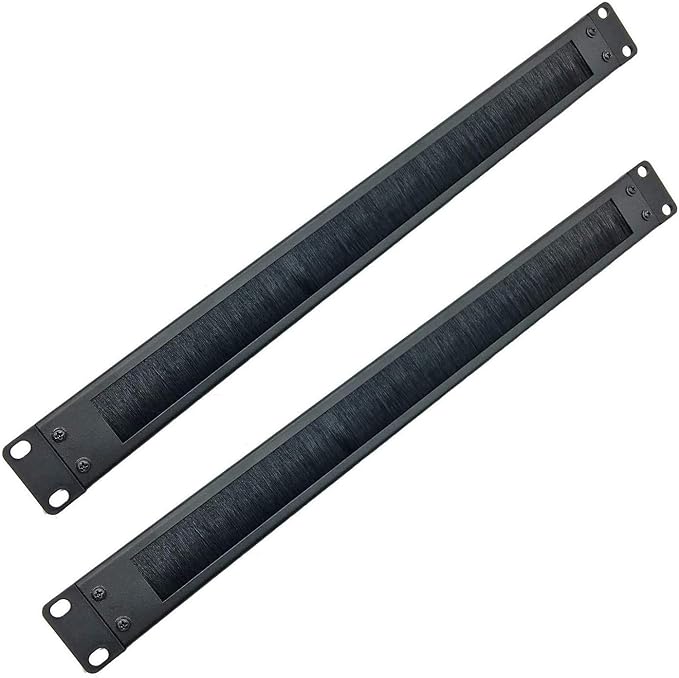 Jingchengmei 2 Pack-1U Brush Panel 19-inch Rack Mount Disassembled Cable Management Panel with Brush for Cable Entry in 19" Server Rack or Cabinet Black (BF01UAB2PC)