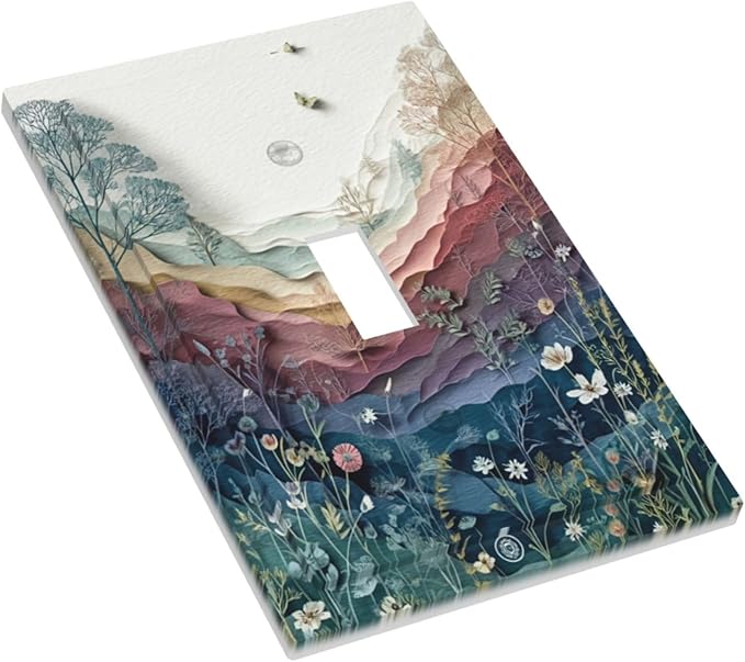 Bvtewkhz Butterfly Nature Floral Plant Leaves 1 Gang Single Toggle Wall Plate Cover Decorative Light Switch Covers Electrical Faceplate Switch Plates for Bathroom Kitchen Home