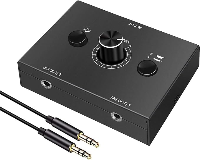 3.5mm Stereo Audio Switch Audio Switcher Passive Speaker Headphone Manual Selector Splitter Box Audio Sharing