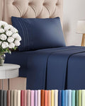 Twin XL Size 3 Piece Sheet Set - Comfy Breathable & Cooling Bed Sheets Set - Hotel Luxury Bedding for Women, Men, Kids, Teens, Boys & Girls - Deep Pockets, Soft, Wrinkle Free - Oeko-Tex - Navy Blue