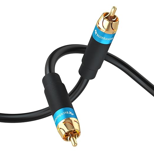 BlueRigger RCA Audio Subwoofer Cable (75FT, Dual Shielded, Gold Plated RCA Connectors) – for Subwoofer, Amplifier, Home Theater