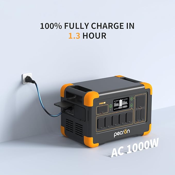 pecron 1800W Solar Generator with 2x300W Solar Panels, 1024Wh Portable Power Station LiFePO4 Battery Backup, 100W USB-C Output Solar Generator, Fast Charging for Home Use, Camping, RV, Emergencies