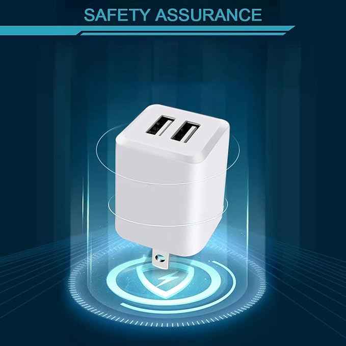 USB Wall Charger, Charger Block, Dual A Port Plug Cube, Power Adapter Charging Plug Box Brick for Phone 16 15 14 13 12 11 Pro Max SE XS XR X 8 7 6, Android Phones, and More (Creamy White)