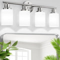Guliaofo 4-Light Brushed Nickel Vanity Lights for Mirror, Bathroom Light Fixtures with Textured Milky White Glass Shade, Modern Kitchen Light Fixtures Wall Sconce Light - E26 Base