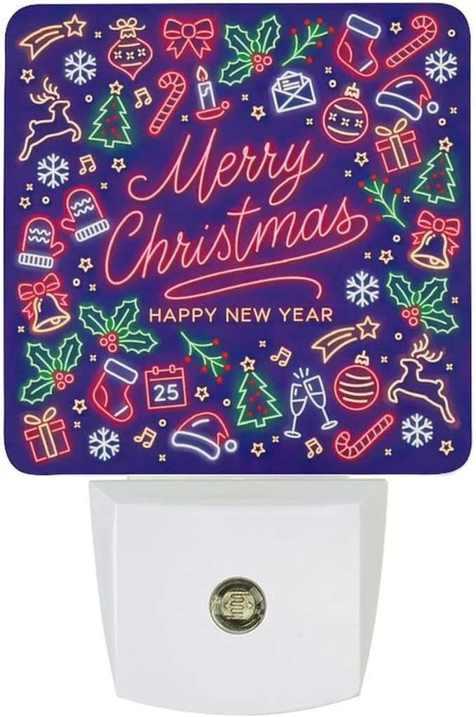 YKJAHSD Merry Chrismas Night Light, Plug into Wall Decor Nightlights for Bedroom, Bathroom, Hallway, Kitchen, with Dusk to Dawn Light Auto Sensors LED Night Lights for Boys Girls Women Men Room Gifts